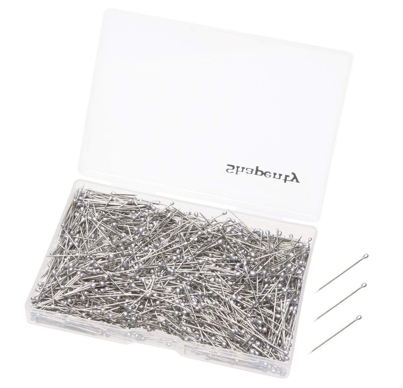Shapenty 26mm/1Inch Stainless Steel Dressmaker Straight Quilting Pins Bulk Fine Satin Ball Head Pins for DIY Sewing Craft and Jewelry Making,Silver, (Silver, 1200PCS) - Image 1